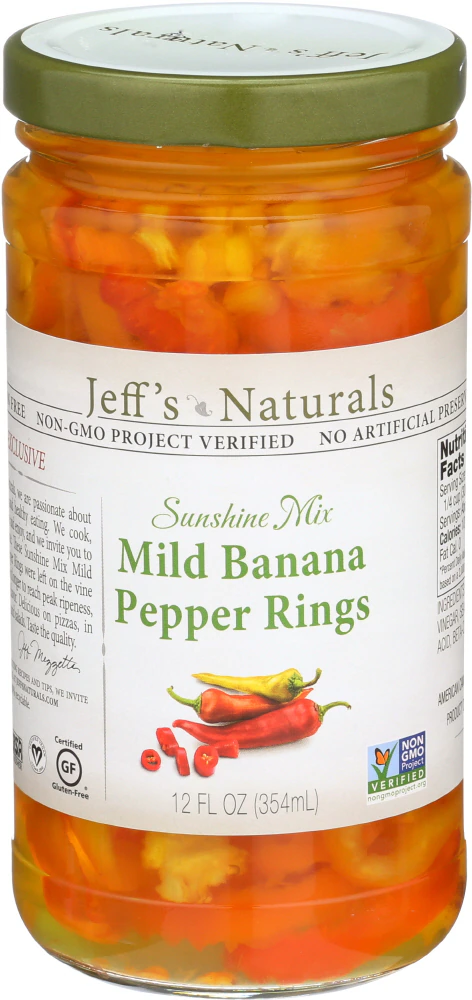 Jeff's Naturals Sunshine Mix Mild Banana Pepper Rings -- 12 fl oz