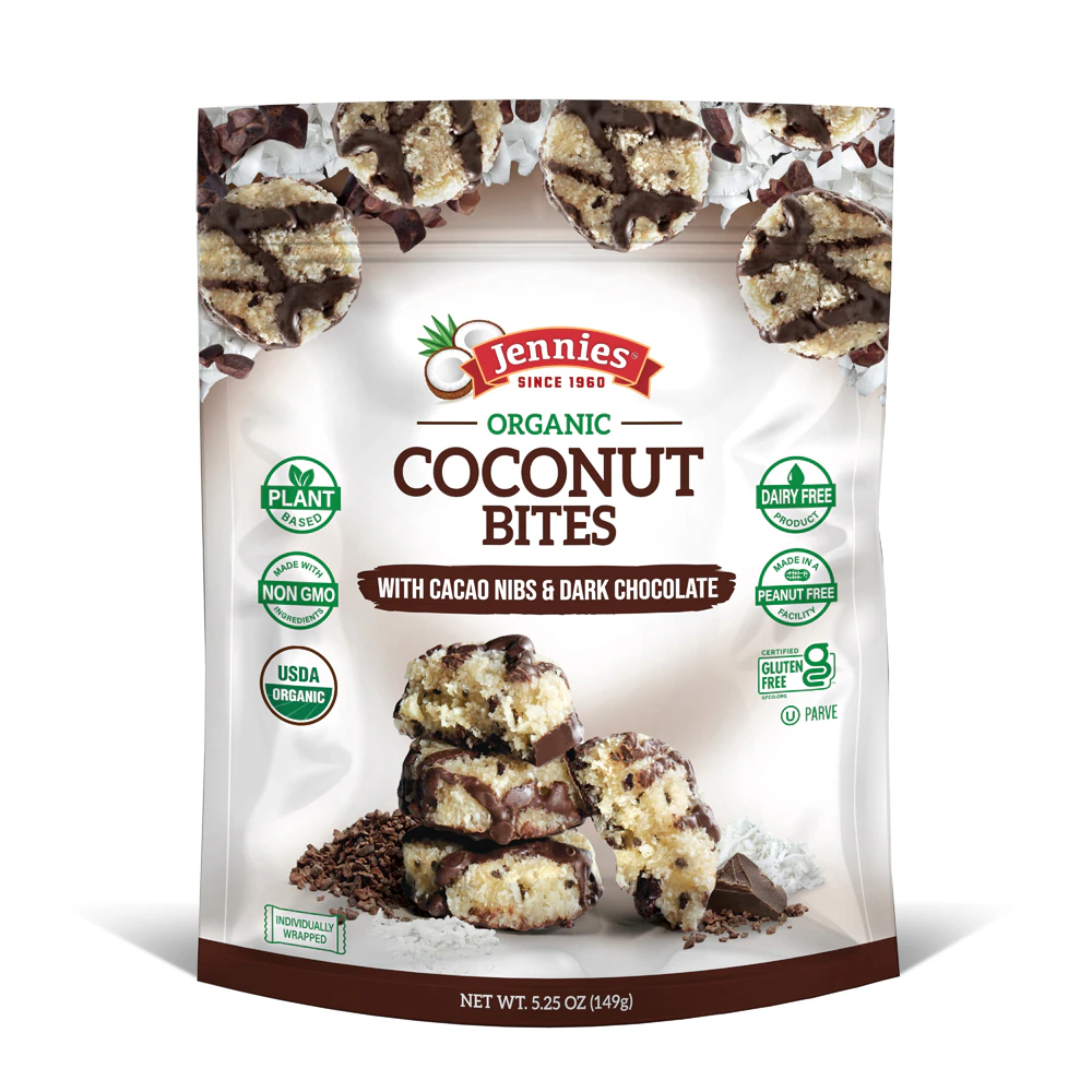 Jennies Organic Coconut Bites with Cacao Nibs and Dark Chocolate -- 5.25 oz