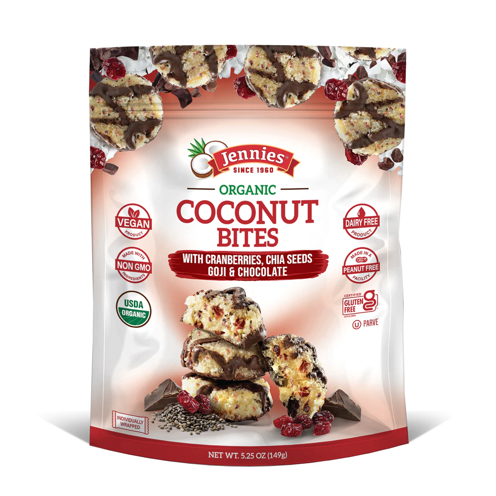 Jennies Organic Coconut Bites with Goji and Chia -- 5.25 oz