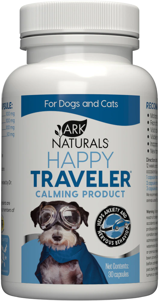 Ark Naturals Happy Traveler Calming Product for Dogs & Cats -- 30 Capsules