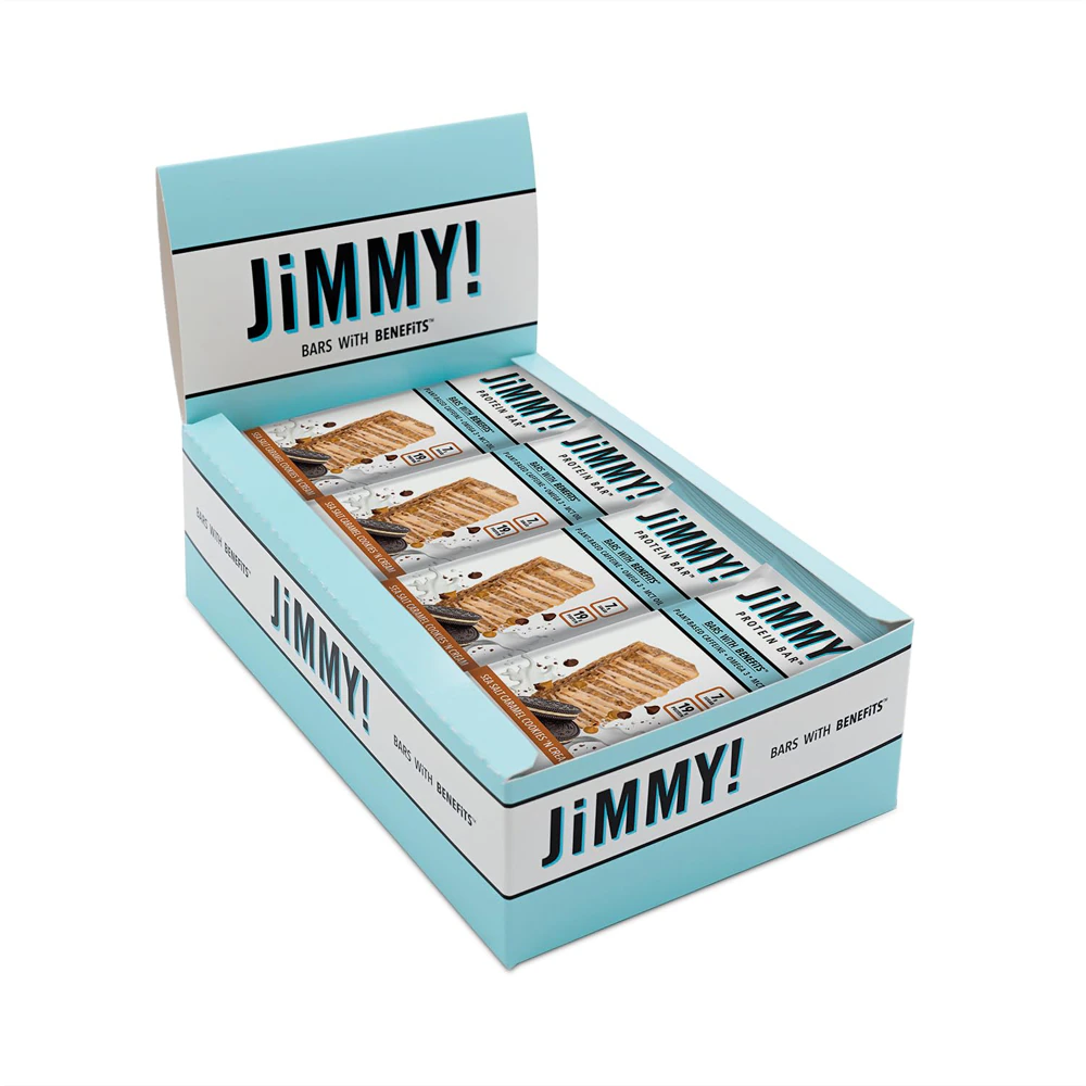 JimmyBar Protein Bar Wake & Focus Sea Salt Caramel Cookies 'N Cream -- 12 Bars