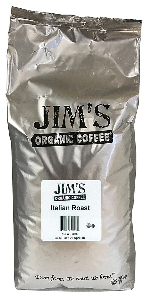 Jim's Organic Coffee Organic Whole Bean Coffee Very Dark Italian Roast -- 5 lbs