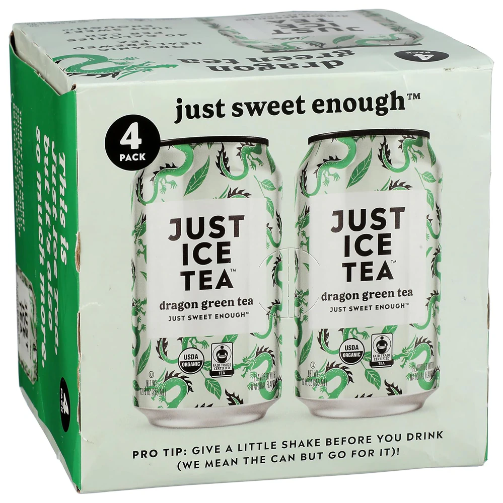 Just Ice Tea Organic Just Sweet Enough Tea Dragon Green -- 4 Cans