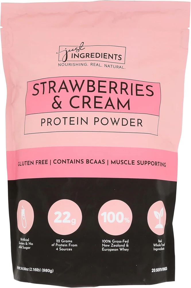 Just Ingredients Protein Powder Strawberries & Cream -- 20 Servings