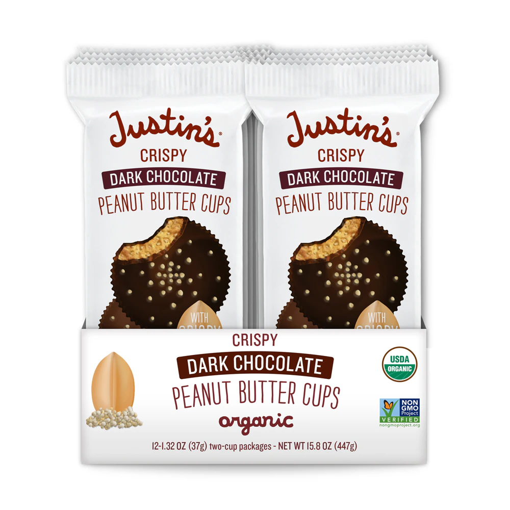 Justin's Organic Crispy Peanut Butter Cup Caddy Dark Chocolate -- 15.84