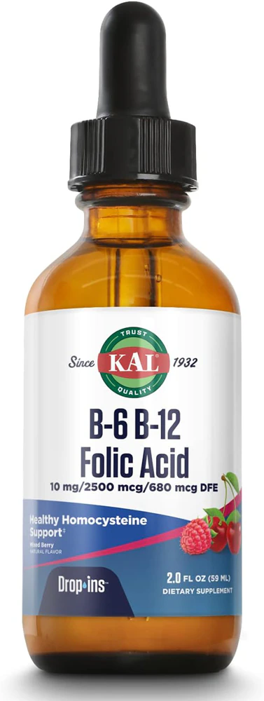 KAL B-6 B-12 Folic Acid Dropins? Natural Mixed Berry -- 2 fl oz
