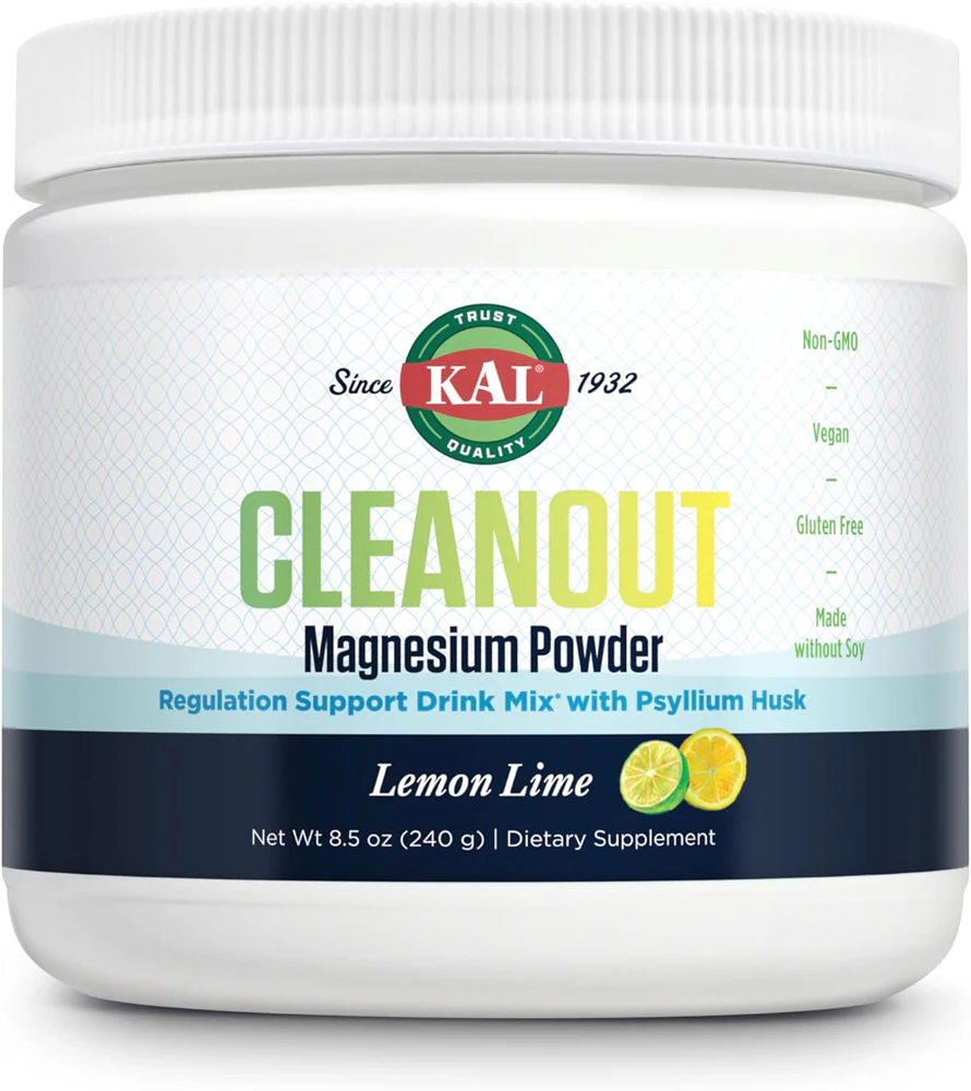 KAL Cleanout Magnesium Plus Psyllium Husk Powder Lemon Lime -- 40 Servings