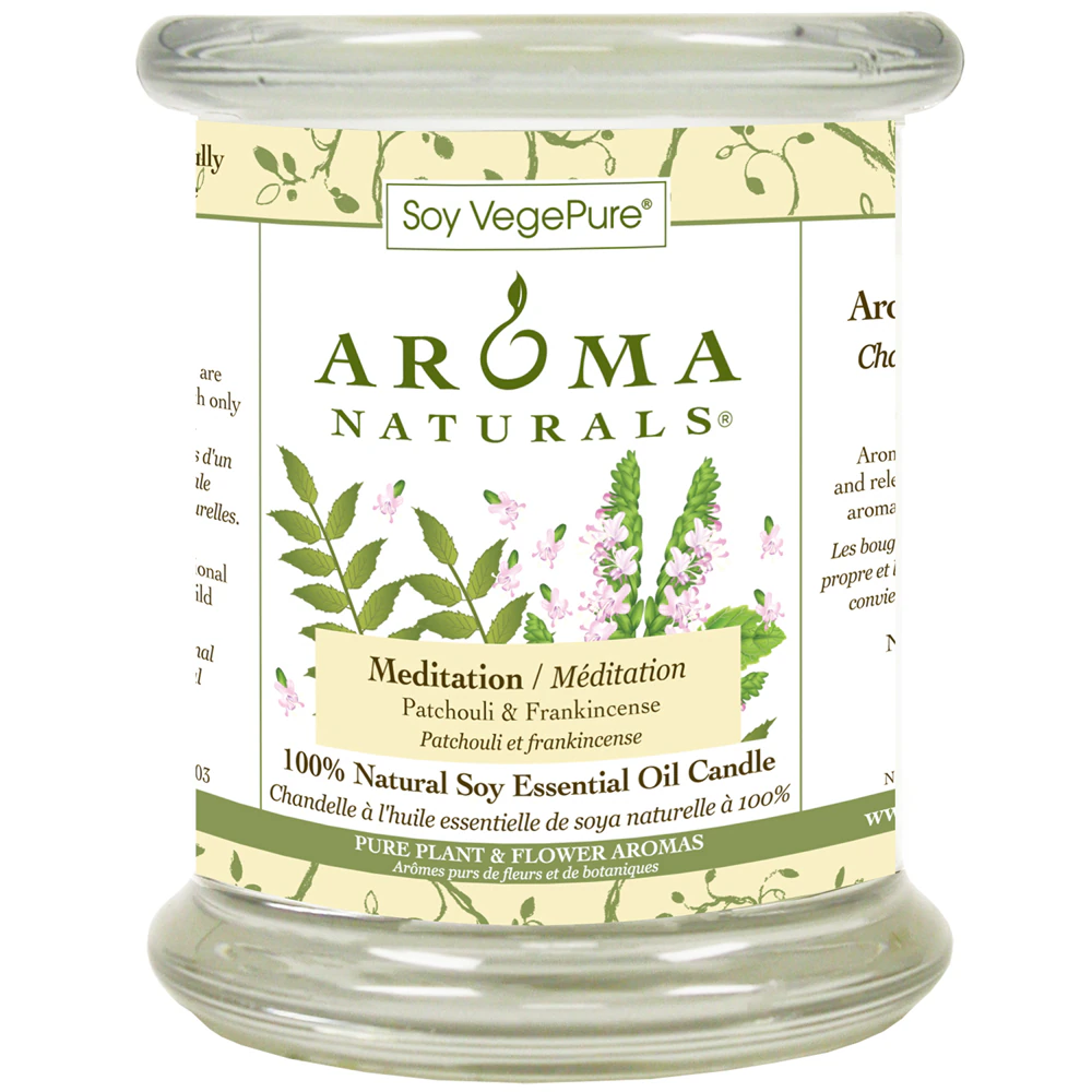 Aroma Naturals Soy Candle Medium Glass Meditation - Patchouli & Frankincense -- 8.8 oz