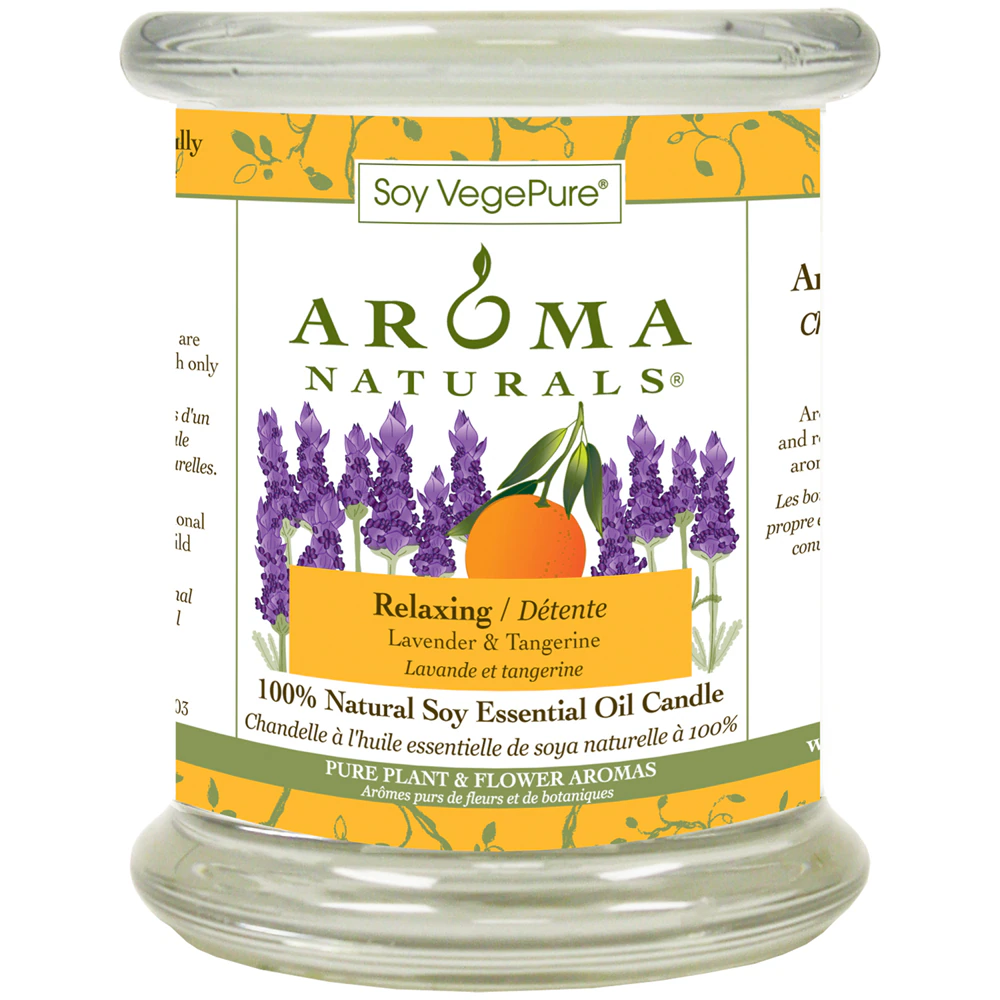 Aroma Naturals Soy Candle Medium Glass Relaxing - Lavender & Tangerine -- 8.8 oz