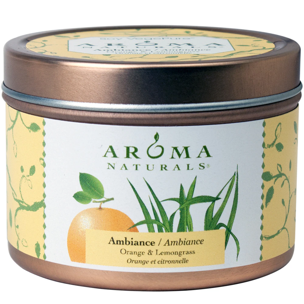 Aroma Naturals Soy Tin Candle Ambiance Orange & Lemongrass -- 1 Candle