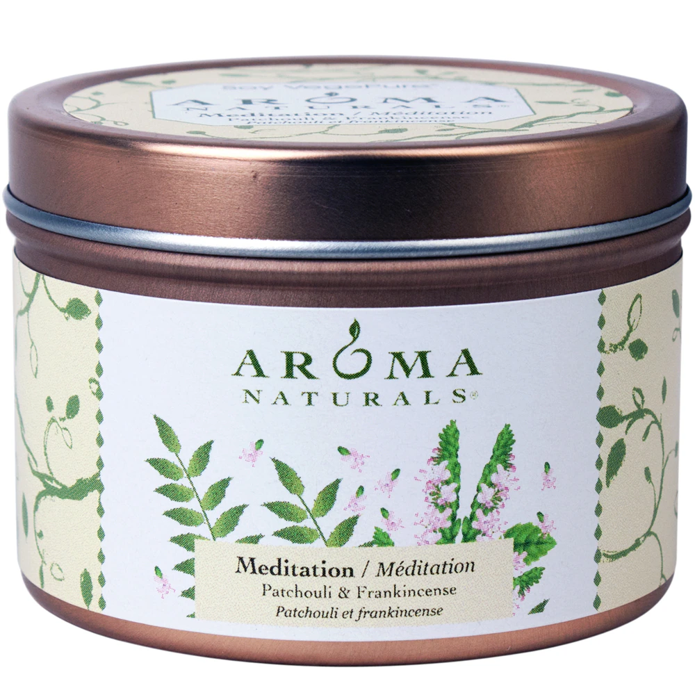 Aroma Naturals Soy Tin Candle Meditation Patchouli & Frankincense -- 1 Candle