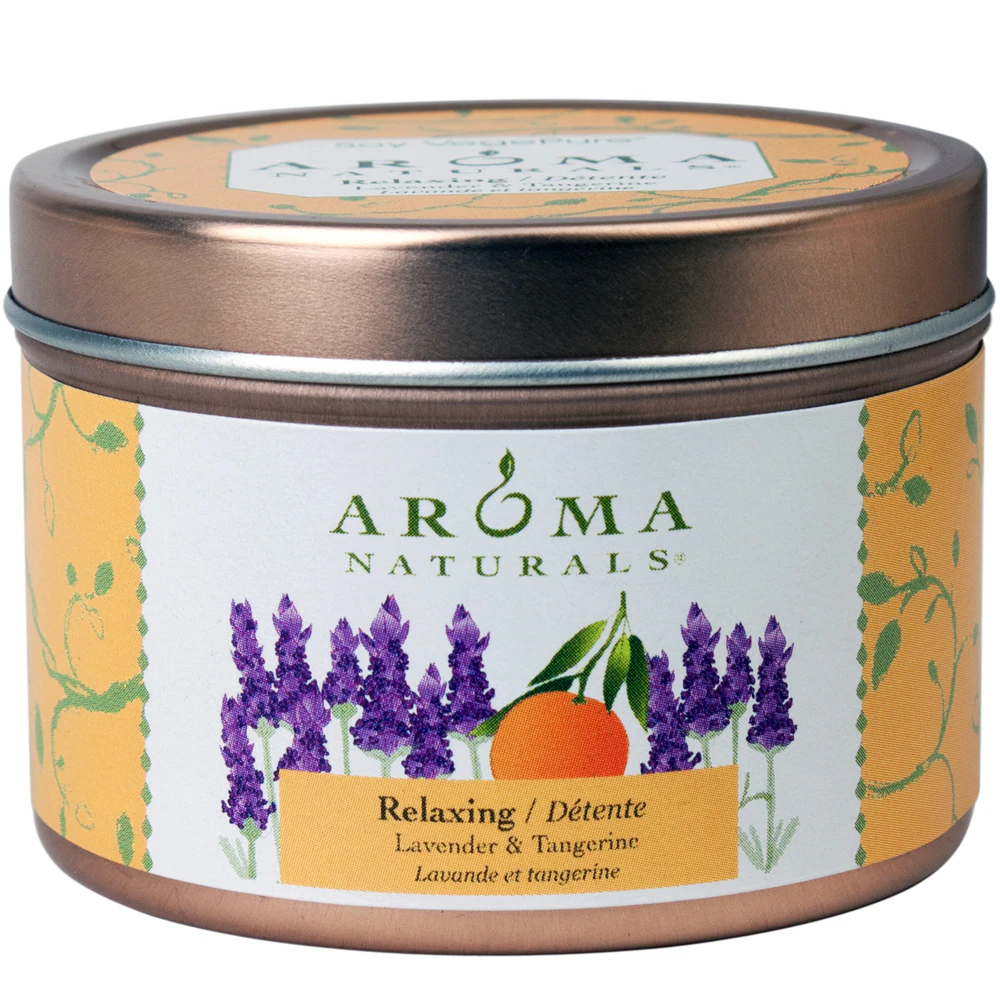 Aroma Naturals Soy Tin Candle Relaxing Lavender & Tangerine -- 1 Candle