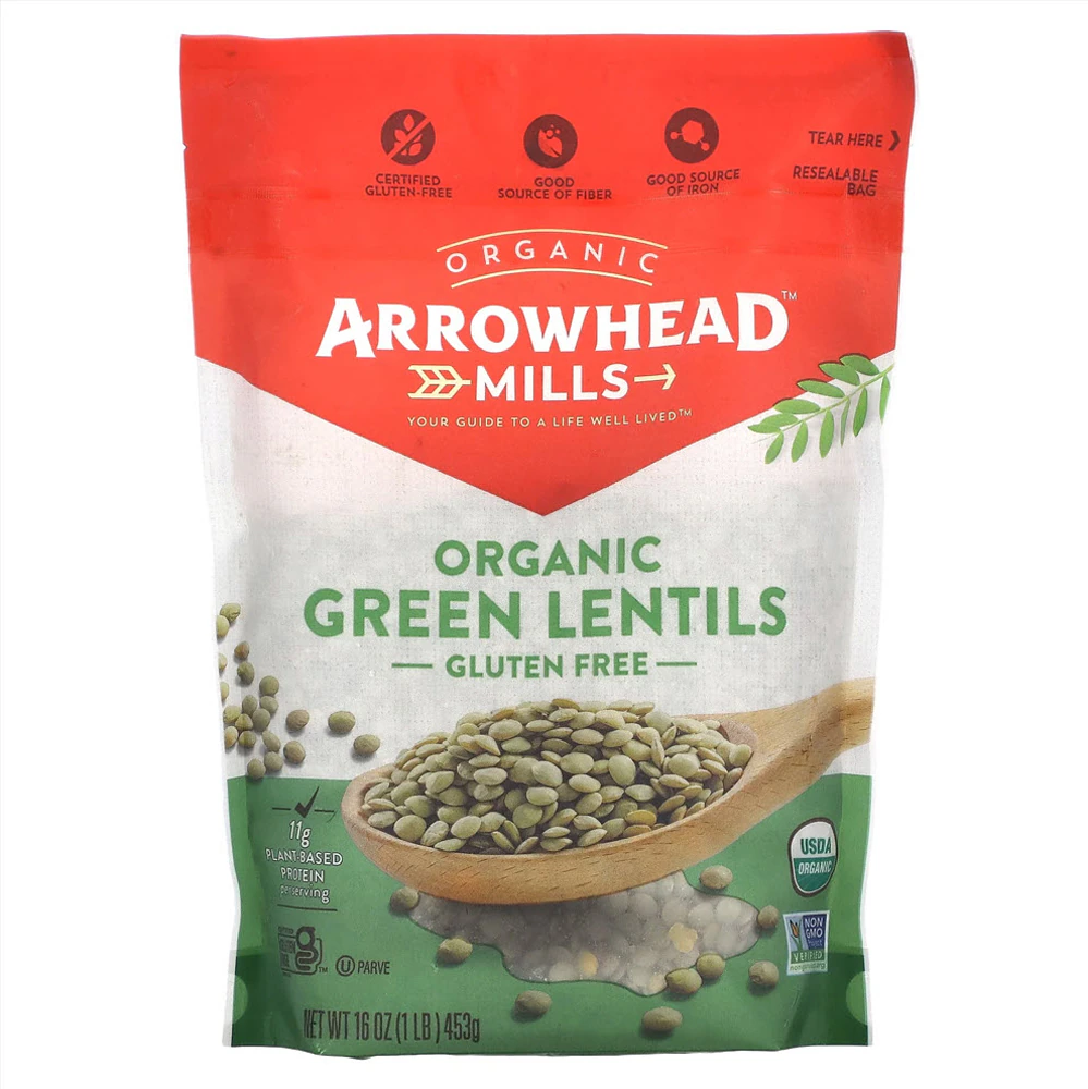 Arrowhead Mills Gluten Free Organic Green Lentils -- 16 oz
