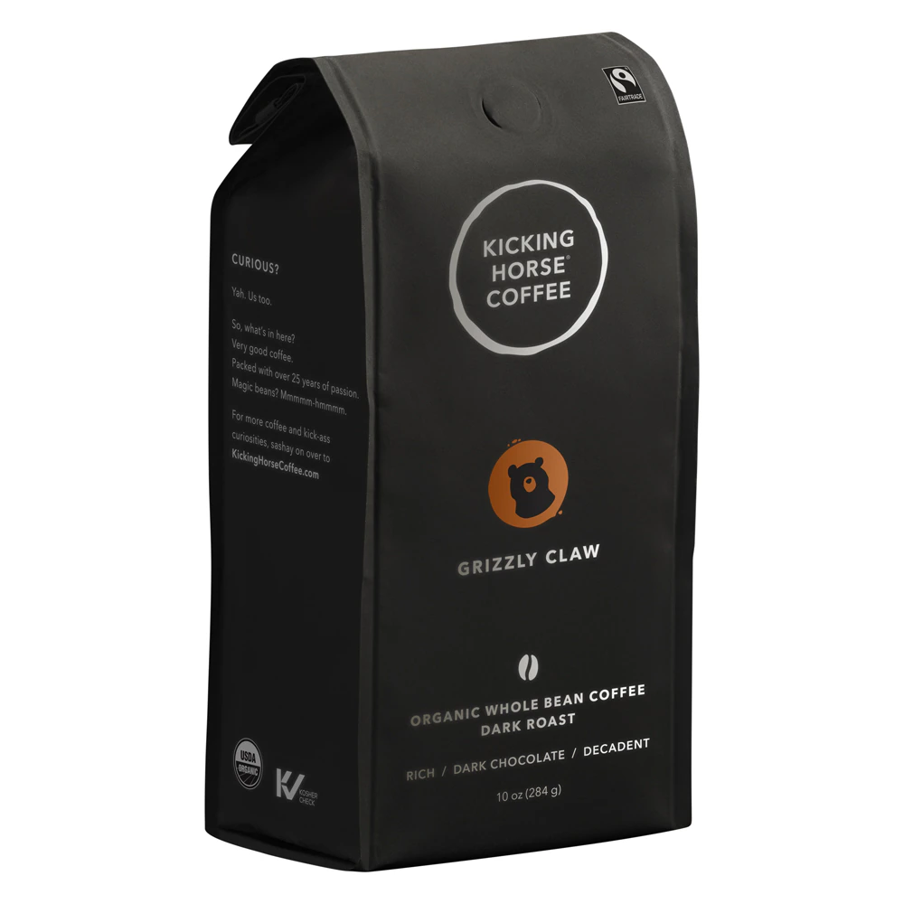 Kicking Horse Coffee Organic Dark Roast Whole Bean Grizzly Claw -- 10 oz