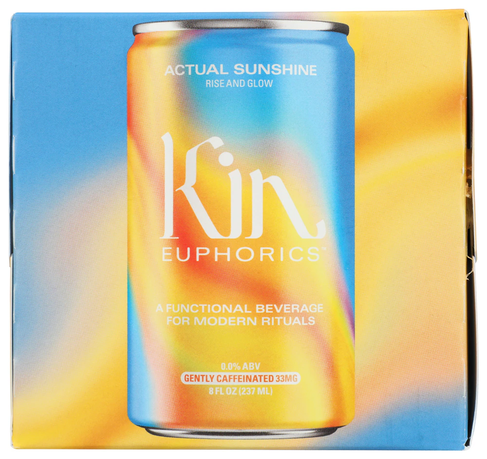 Kin Euphorics Non-Alcoholic Functional Beverage Actual Sunshine -- 4 Cans / 8 fl oz Each