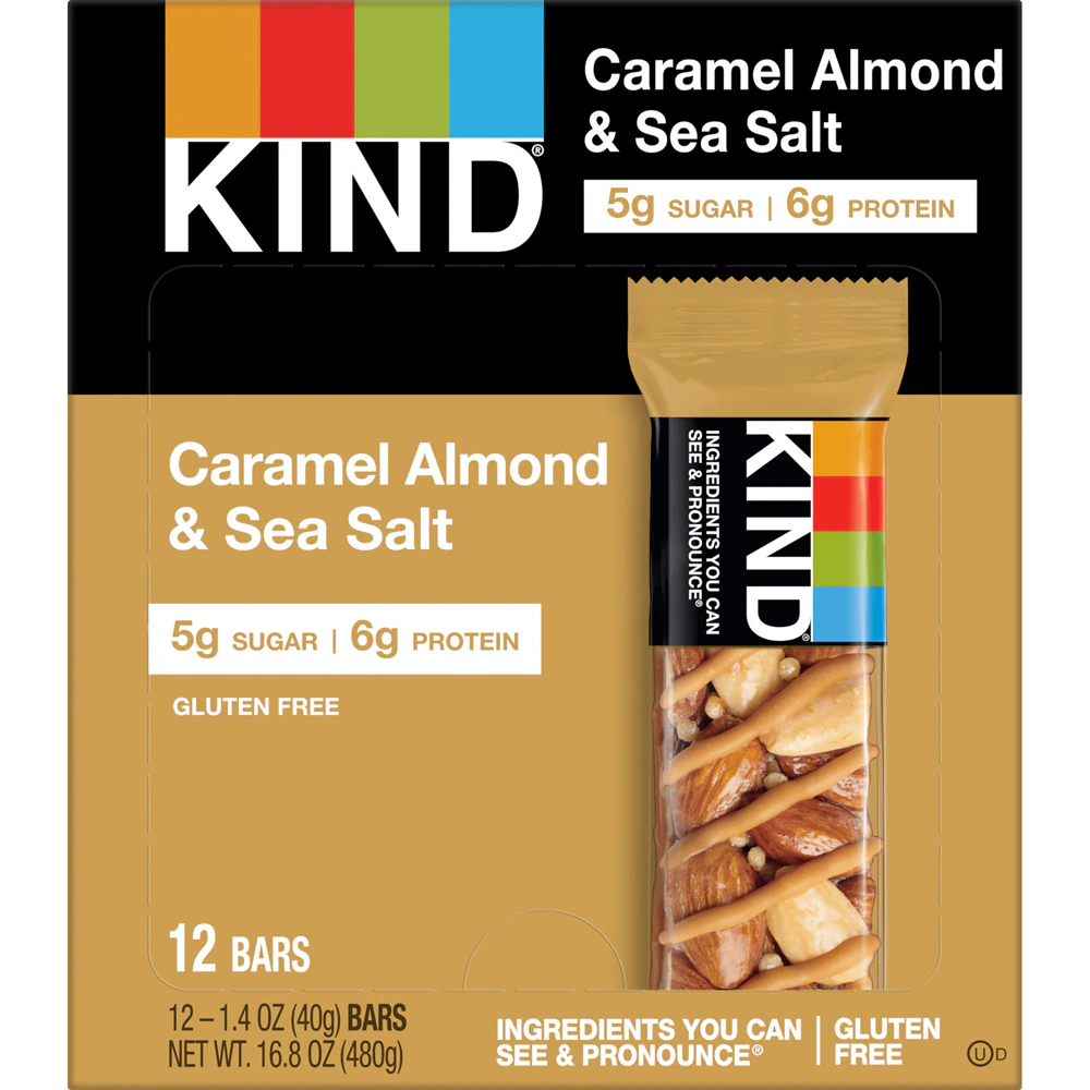 KIND Gluten Free Healthy Snack Bars Caramel Almond & Sea Salt -- 12 Bars