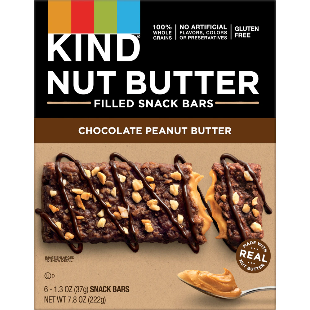 KIND Gluten Free Nut Butter Filled Snack Bars Chocolate Peanut Butter -- 6 Bars