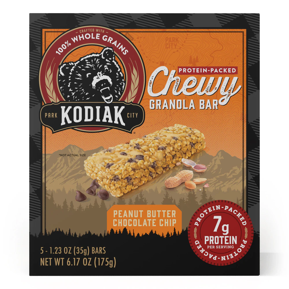 Kodiak Cakes Chewy Protein Granola Bars Peanut Butter Chocolate Chip -- 1.23 oz Each / Pack of 5