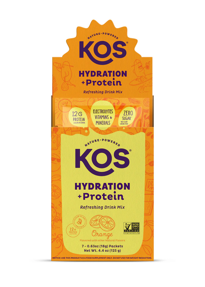 KOS Hydration + Protein - 12 g Protein + Electrolytes Orange -- 7 Packets