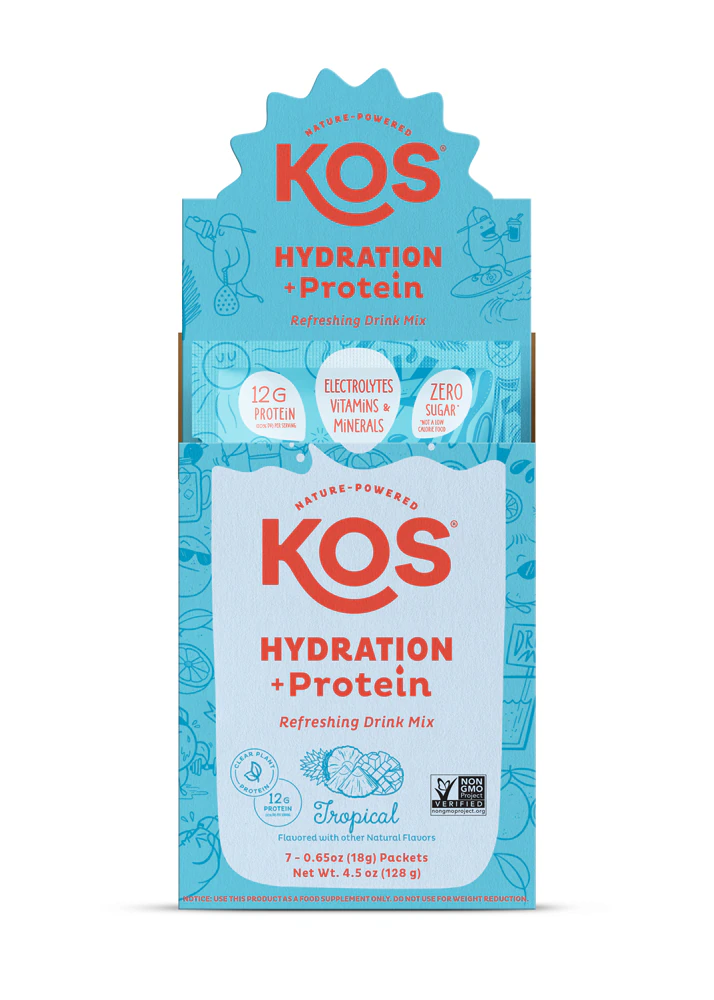 KOS Hydration + Protein - 12 g Protein + Electrolytes Tropical -- 7 Packets