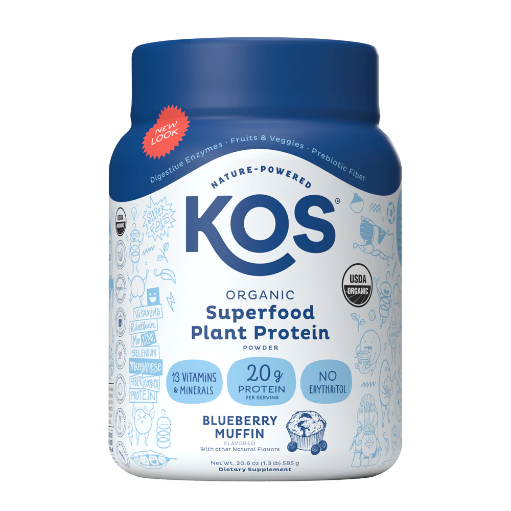 KOS Organic Plant Protein with Blue Spirulina & Immunity Blueberry Muffin -- 20.6 oz