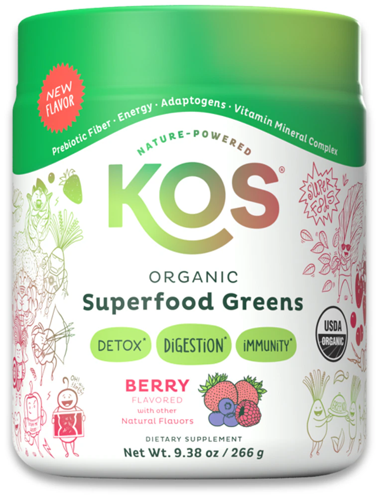 KOS Organic Superfood Greens Powder Mix for Detox-Digestion-Immunity - 28 Servings Berry -- 9.38 oz