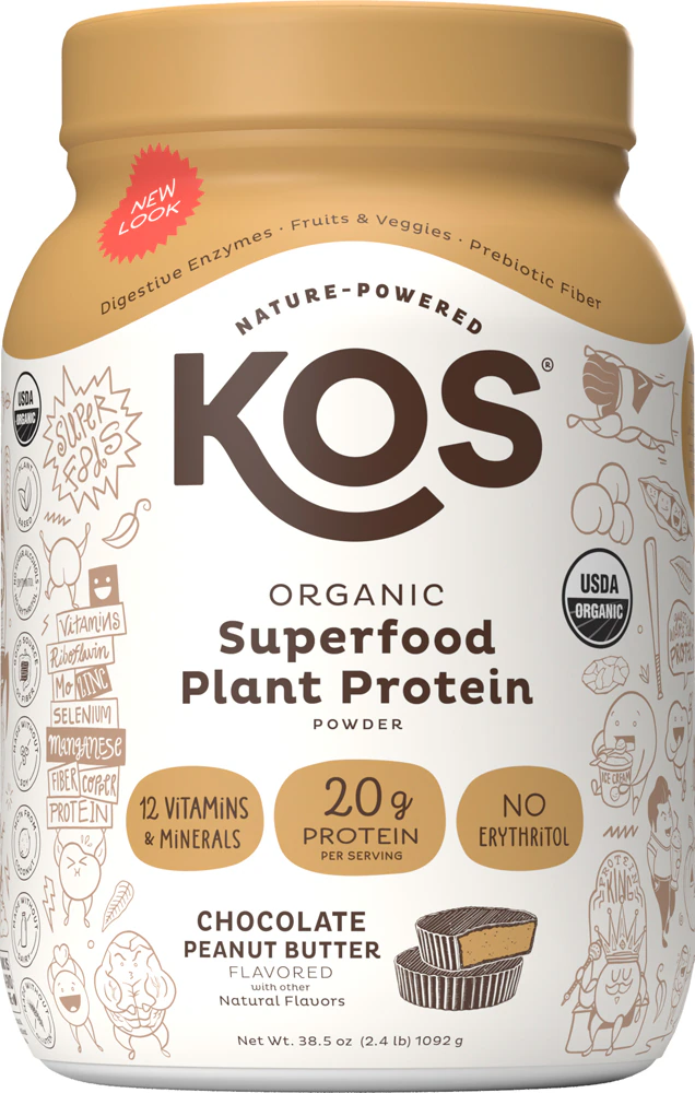 KOS Organic Superfood Plant Protein Powder - 28 Servings Chocolate Peanut Butter -- 38.5 oz