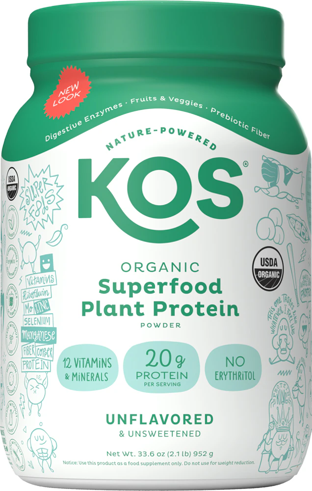KOS Organic Superfood Plant Protein Powder - 28 Servings Unflavored -- 33.6 oz