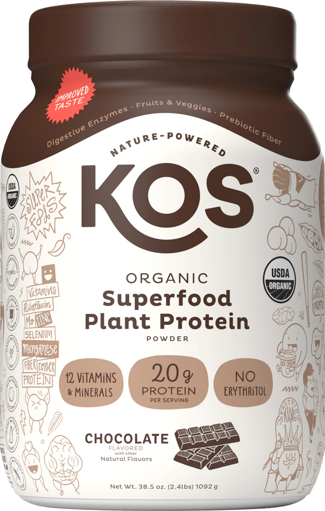 KOS Organic Superfood Plant Protein Powder Chocolate -- 28 Servings