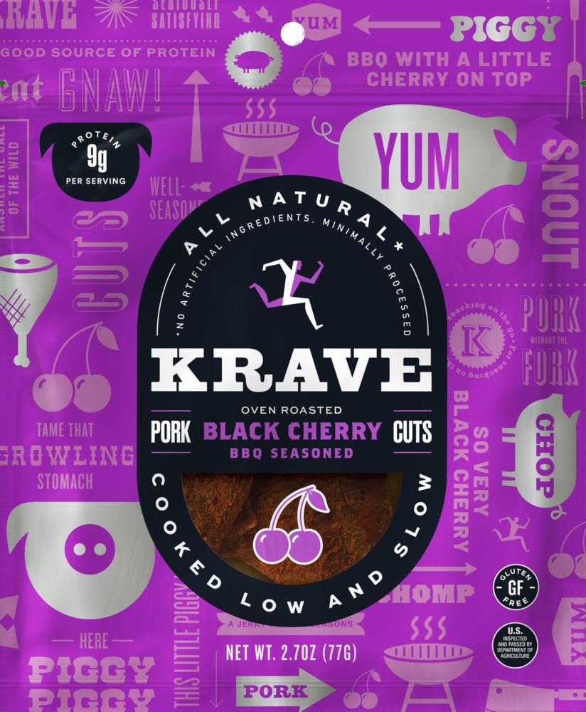 Krave Gourmet Seasoned Pork Jerky Cuts Black Cherry Barbecue -- 2.7 oz