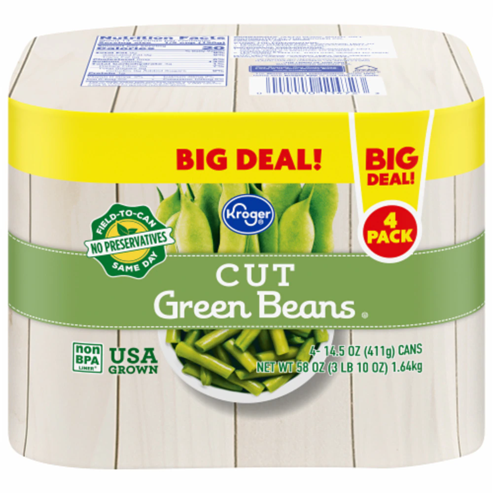Kroger Cut Green Beans 4 Pack -- 14.5 oz Each