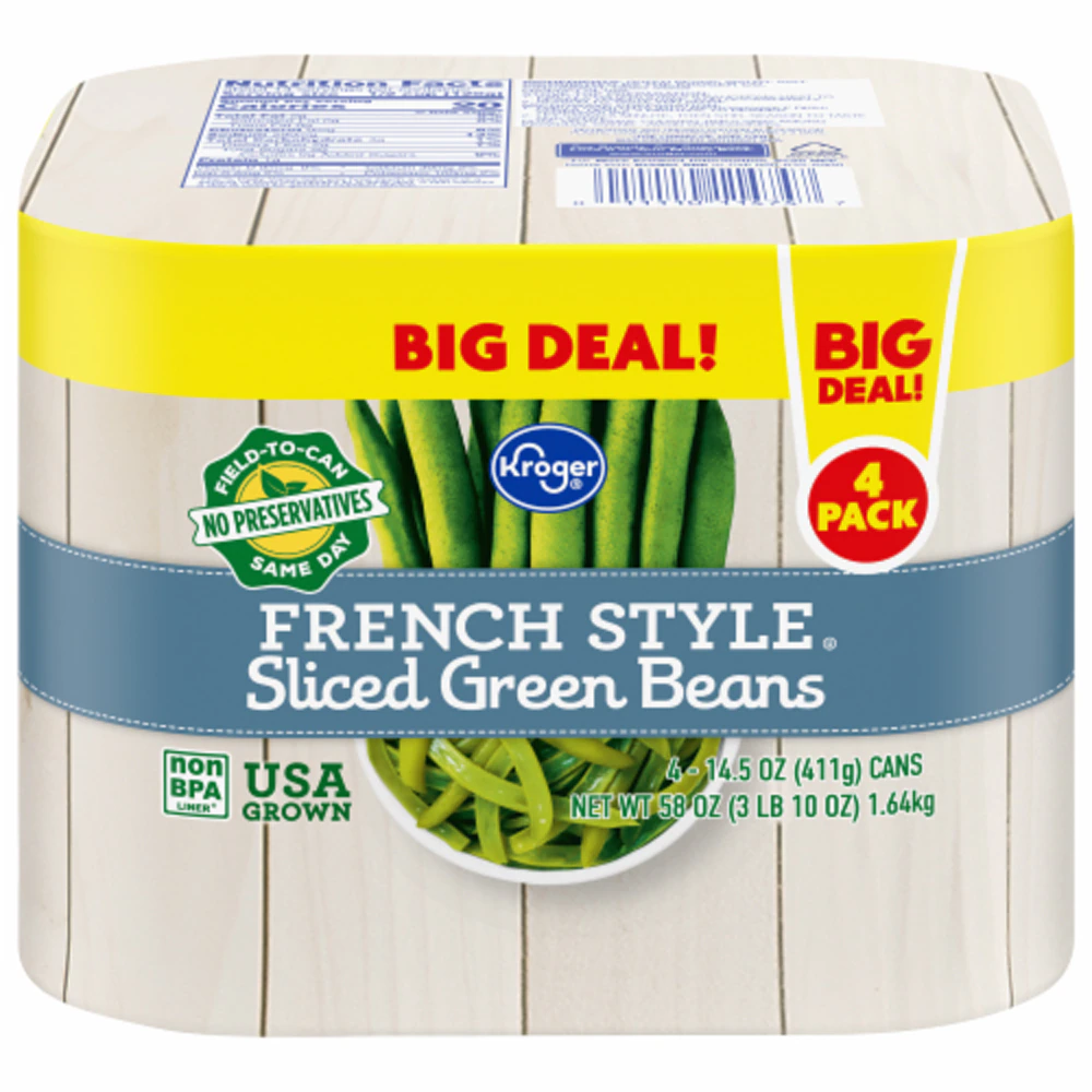 Kroger French Style Sliced Green Beans 4 Pack -- 14.5 oz Each