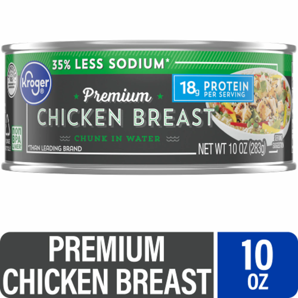 Kroger Less Sodium Premium Chicken Chunks in Water -- 10 oz