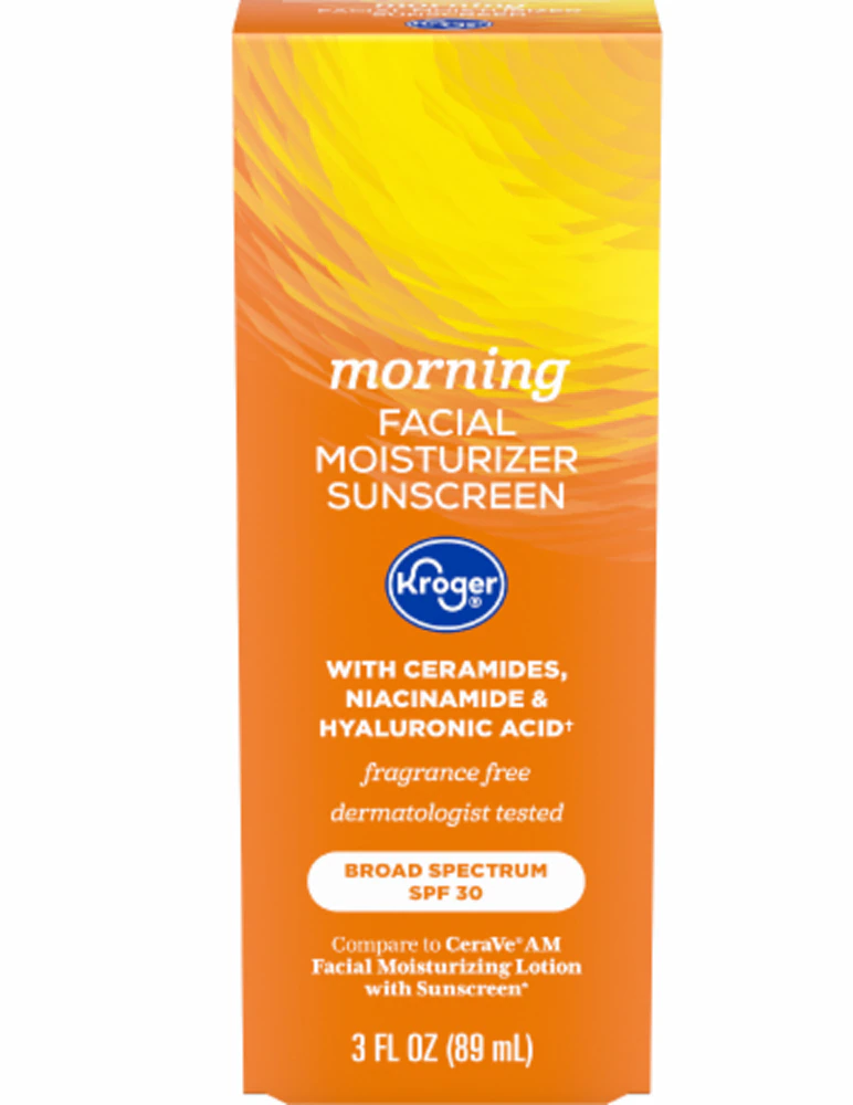 Kroger Morning Facial Moisturizer Sunscreen SPF 30 -- 3 fl oz