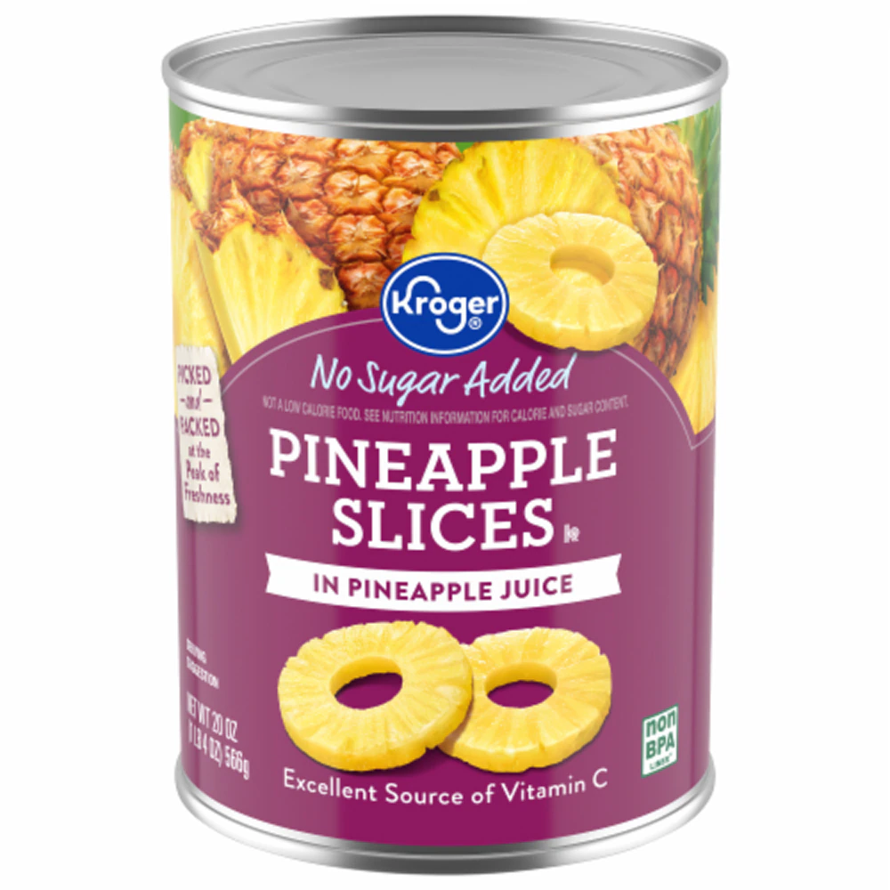 Kroger No Sugar Added Pineapple Slices -- 20 oz