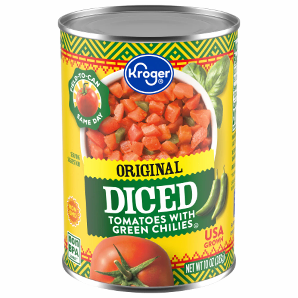 Kroger Original Diced Tomatoes with Green Chiles -- 10 oz
