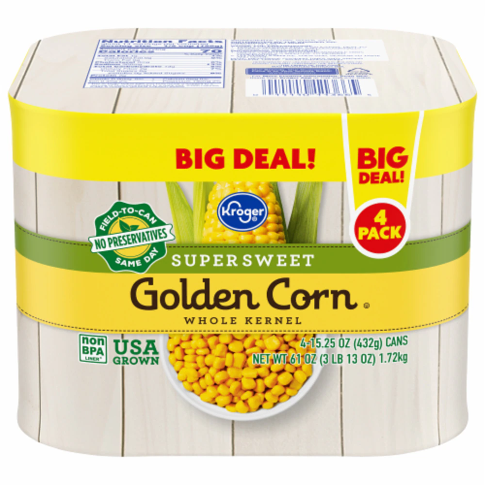 Kroger Super Sweet Golden Whole Kernel Corn -- 4 Cans