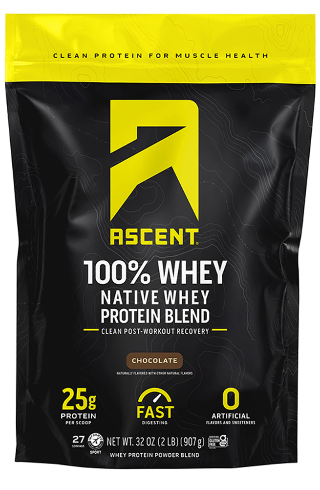 Ascent Native Fuel Whey Protein Powder - Informed Sport Certified Chocolate -- 32 oz