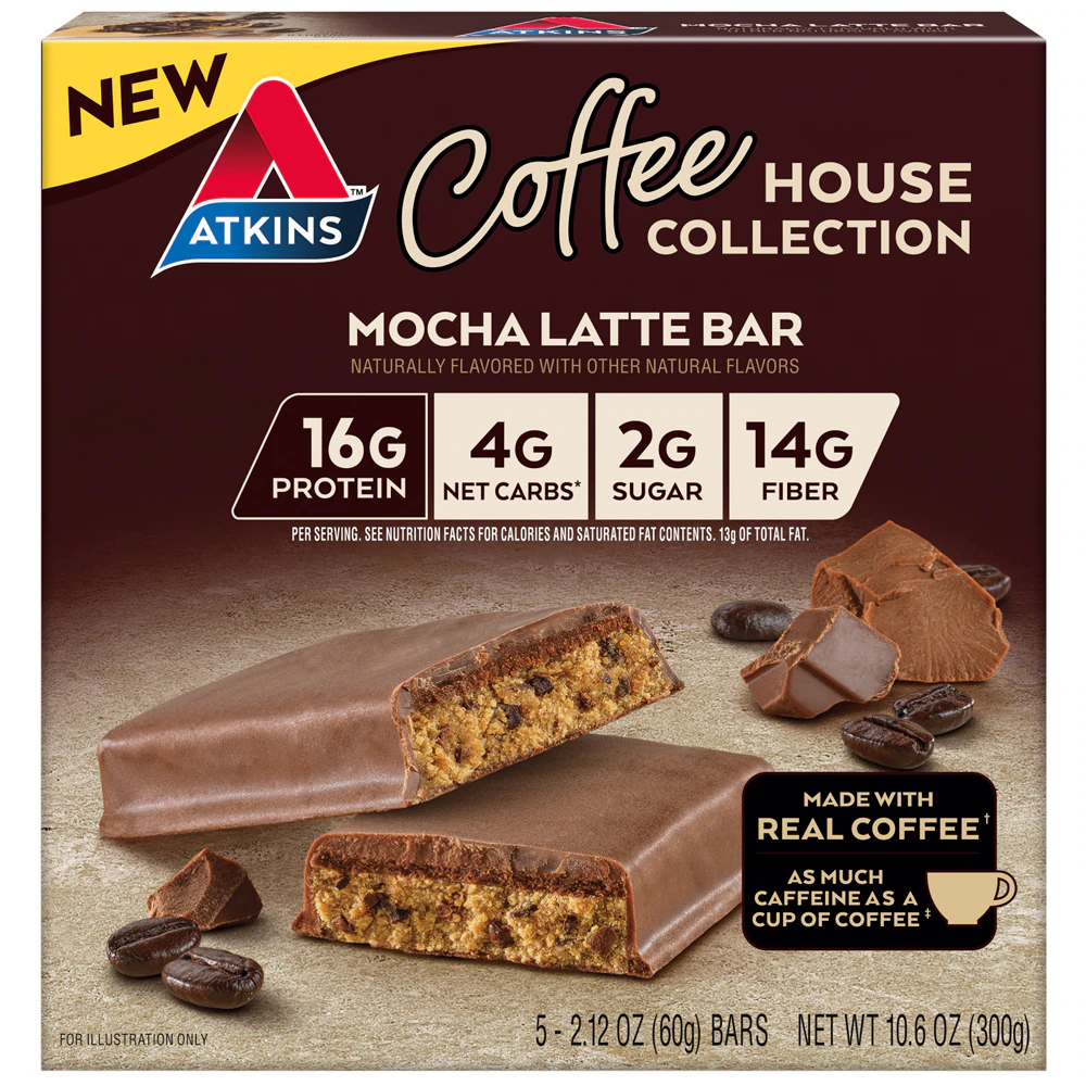 Atkins Coffee House Meal Bar Mocha Latte -- 5 Bars