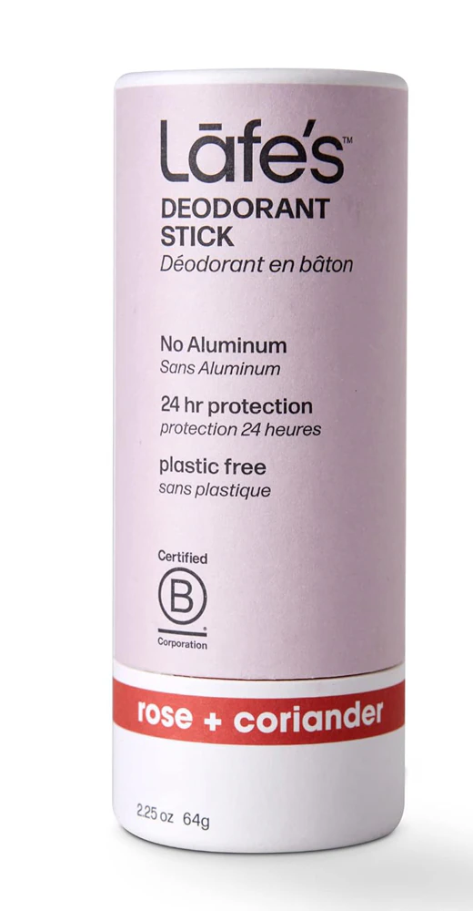 Lafe's Natural Deodorant Stick Plastic Free Rose & Coriander -- 2.25 oz