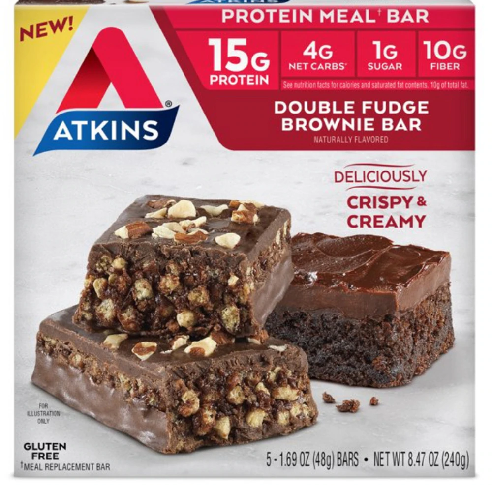 Atkins Double Fudge Brownie Bar -- 1.69 oz Each / Pack of 5