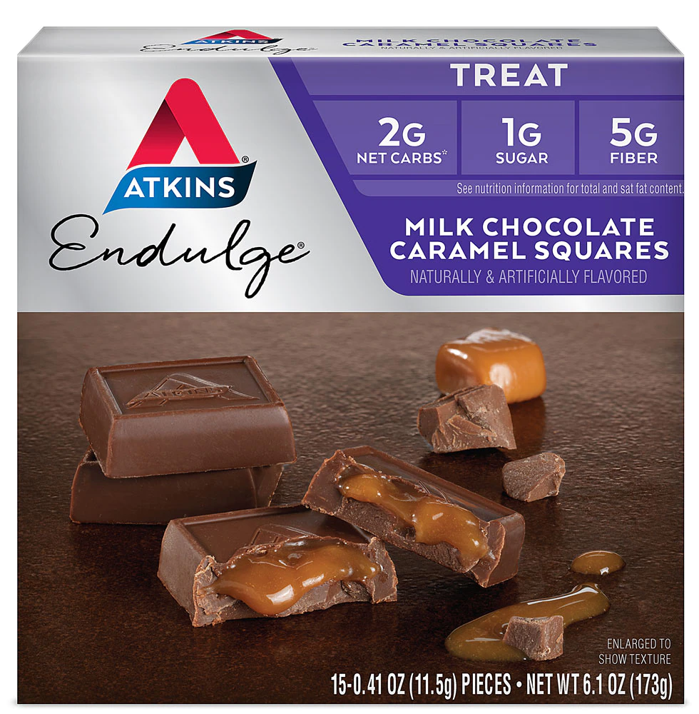 Atkins Endulge Treat Squares Milk Chocolate Caramel -- 5 Bars