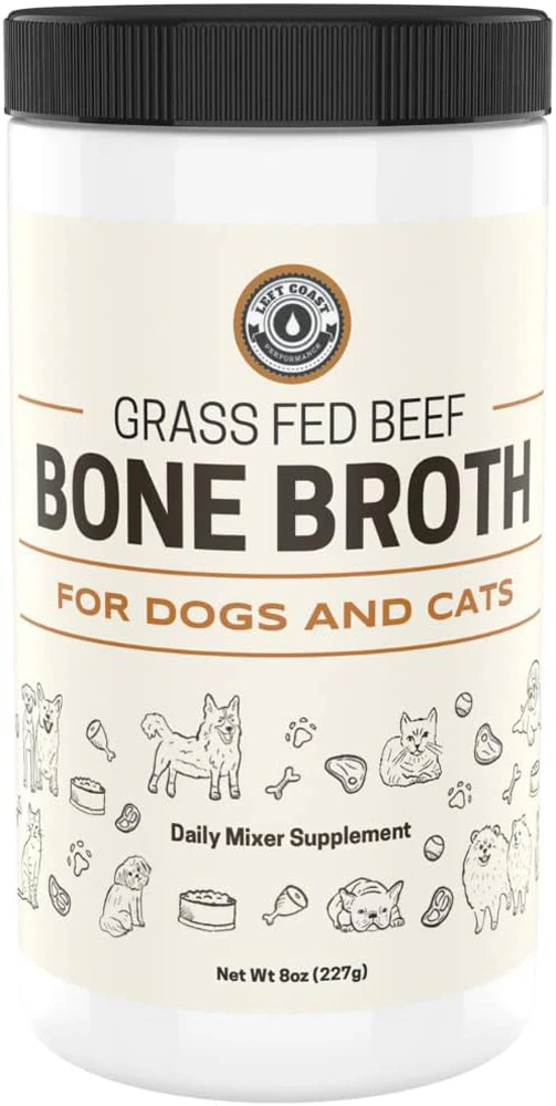 Left Coast Performance Bone Broth Powder Food Topper for Dogs and Cats Beef -- 8 oz