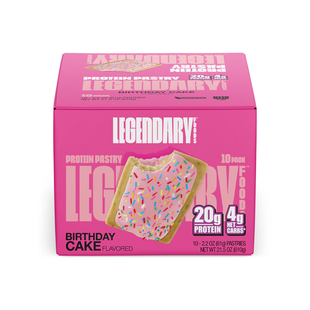 Legendary Foods Cake Style Tasty Pastry Birthday Cake -- 2.2 oz Each / Pack of 10