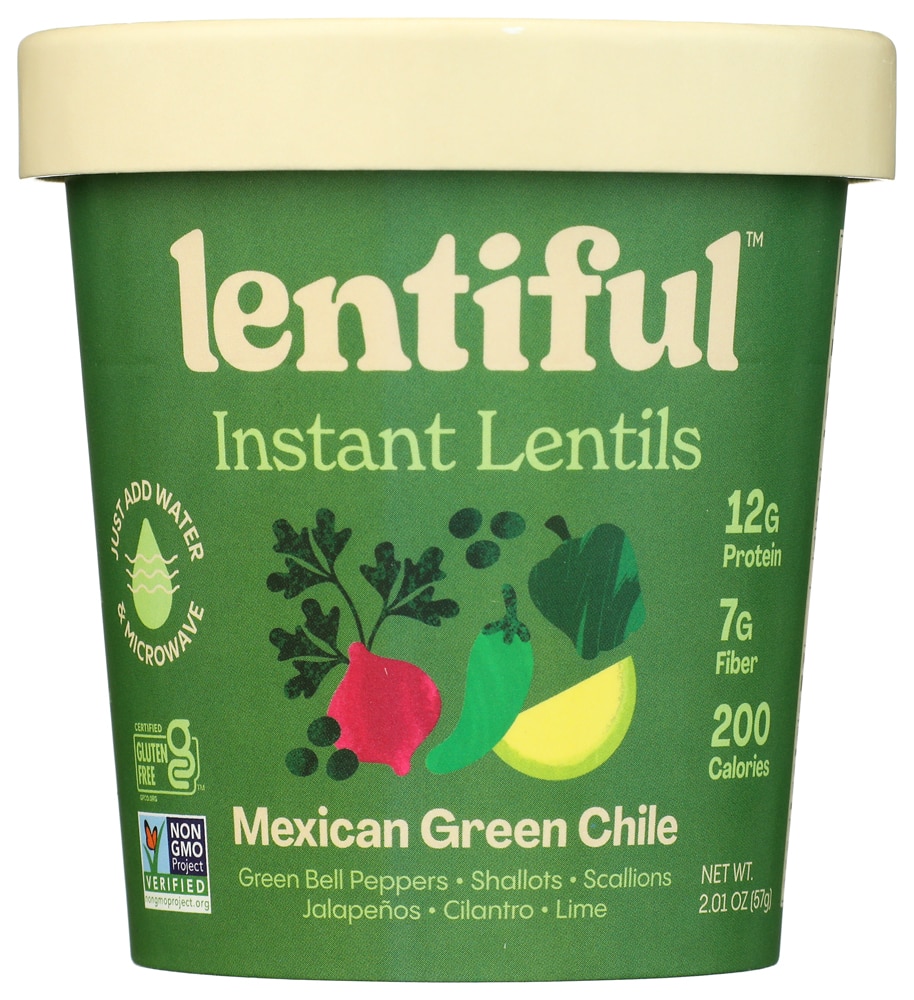 Lentiful Gluten Free Non-GMO Instant Lentils Mexican Green Chili -- 2.1 oz