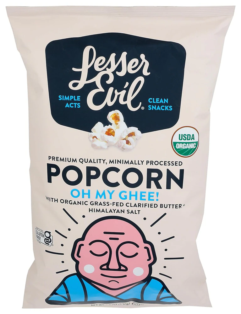 LesserEvil Buddha Bowl Organic Popcorn Gluten Free Oh My Ghee -- 4.6 oz