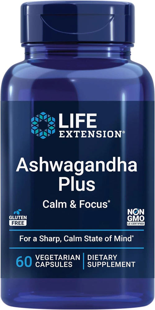 Life Extension Ashwagandha Plus Calm & Focus -- 60 Vegetarian Capsules