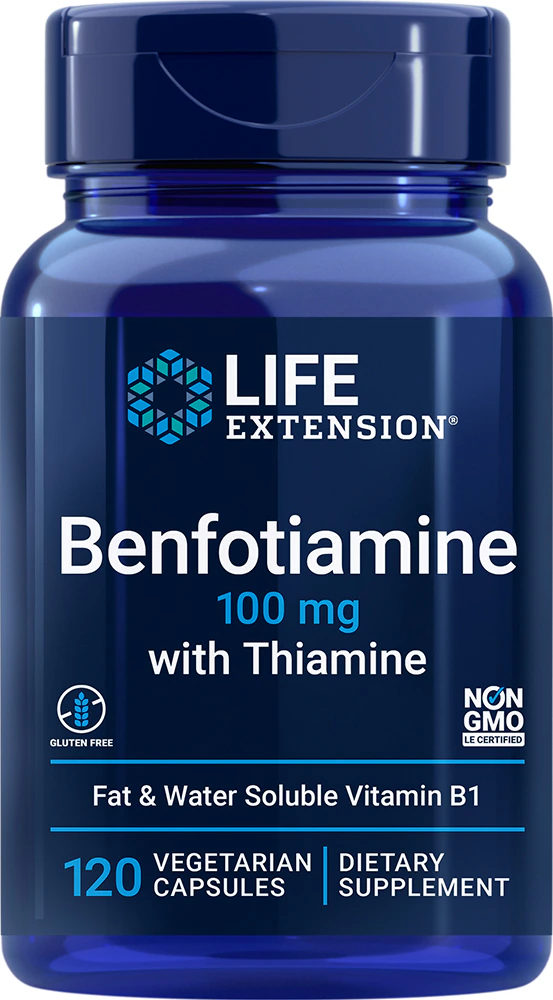 Life Extension Benfotiamine with Thiamine -- 100 mg - 120 Vegetarian Capsules