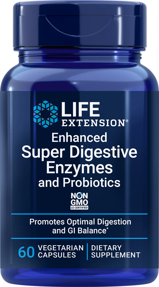 Life Extension Enhanced Super Digestive Enzymes with Probiotics -- 60 Vegetarian Capsules
