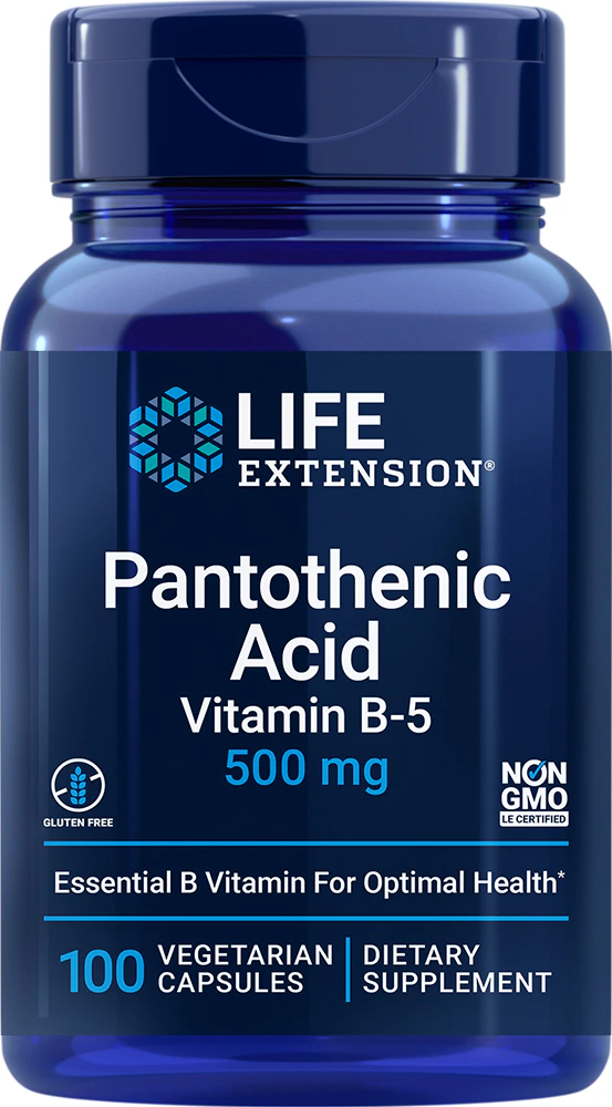 Life Extension Pantothenic Acid Vitamin B-5 -- 500 mg - 100 Vegetarian Capsules